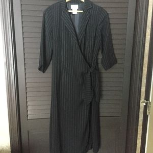 Bob Mackie Black Striped Side Tie Dress